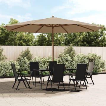 vidaXL Parasol met houten paal 400x273 cm taupe, Verzenden, Nieuw, Meer dan 4 meter