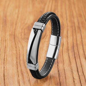 Unieke Roestvrijstalen & Leren Armband - Stijlvol Unisex Sie, Verzenden, Nieuw