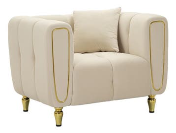 FAUTEUIL ALMA CRÈME MET KUSSEN CM 97X81X71, Huis en Inrichting, Fauteuils, Ophalen of Verzenden, Nieuw