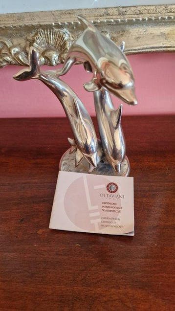 altro - sculptuur, I tre delfini - 30 cm - Zilver
