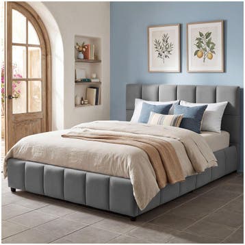 Stoffen bed Shirley met lattenbodem, draagkracht 250 kg, Witgoed en Apparatuur, Overige Witgoed en Apparatuur, Verzenden, Nieuw