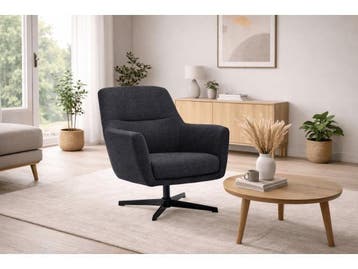 Veiling - Fauteuils Emma - Draaibaar - Boucle -  Zwart, Nieuw