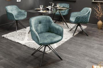 Draaibare design stoel EUPHORIA petrol fluweel met, Ophalen of Verzenden, Nieuw