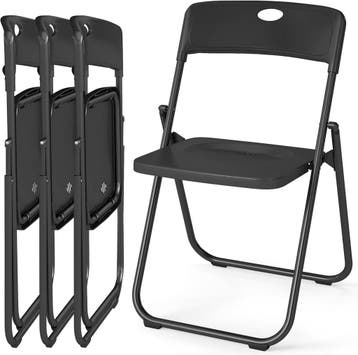 Klapstoelen - Vouwstoelen - Set van 4 - Eettafelstoelen - Zw, Verzenden, Zo goed als nieuw