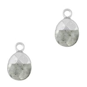 1 x Natuursteen hangers  shimmer stone Fossil grey-silver, Ophalen of Verzenden, Nieuw, Bedel