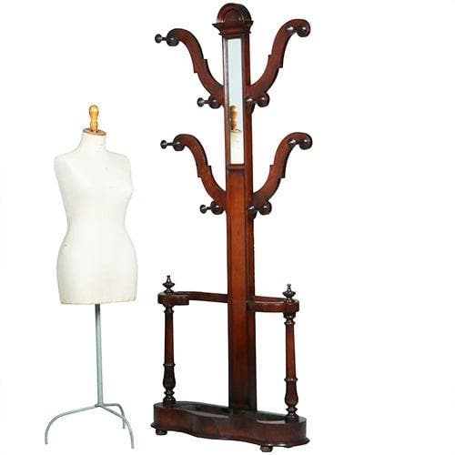 Engelse Victoriaans staande  kapstok Tree Coat Rack met sp, Antiek en Kunst, Antiek | Spiegels, Ophalen of Verzenden