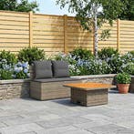 vidaXL 2 Stuk Tuin middelste sofa met uitschuiftafel poly, Verzenden, Nieuw, Rotan, 2 zitplaatsen