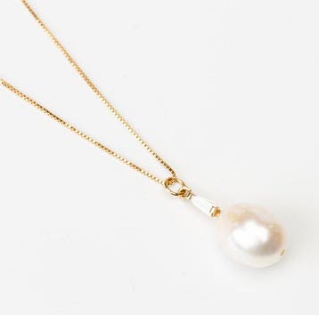 Hanger - 18 karaat Geel goud Parel - Diamant - 18-karaats