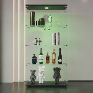 Glazen Vitrinekast met LED Verlichting, 4 Planken, 2 Deuren, Verzenden, Nieuw