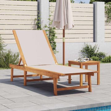 Ligbed met tafel - 41% goedkoper (retour), Tuin en Terras, Ophalen of Verzenden, Zo goed als nieuw, Hout, Verstelbaar