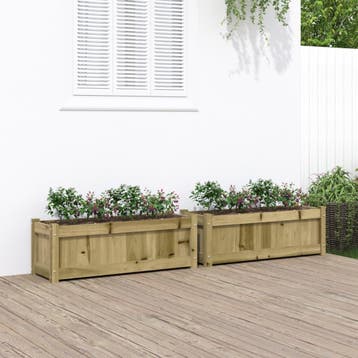 vidaXL Plantenbakken 2 st cm geïmpregneerd hout, Verzenden, Nieuw, 60 tot 100 cm, Hout