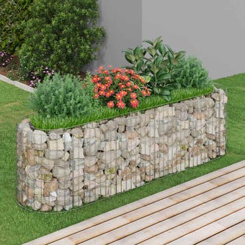 vidaXL Gabion plantenbak verhoogd 190x50x50 cm, Verzenden, Minder dan 60 cm, Nieuw, Metaal