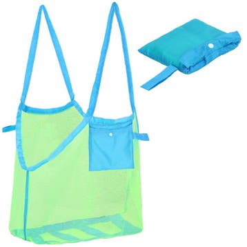 Strandtas | Net Tas | Blauw / Groen | Opvouwbaar | Met Hoes, Ophalen of Verzenden