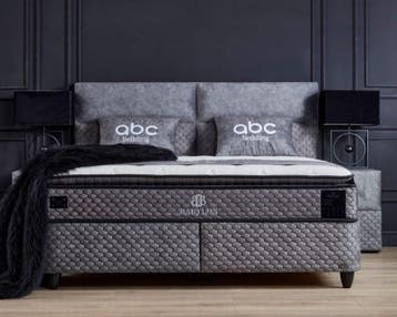 Opberg boxspring Babylon grijs - 160x200 cm, Verzenden, Nieuw, Grijs, Modern