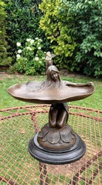 sculptuur, art nouveau bronzen schaal - 23 cm - Brons