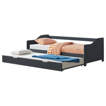 Bedbank tienerbed met onderschuifbed 90x200 cm donkergrijs, Verzenden, Nieuw