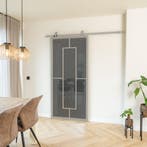 Stalen Schuifdeur - Kiezelgrijs - 5 Vlaks - Rookglas, Doe-het-zelf en Verbouw, Kozijnen en Schuifpuien, 75 tot 150 cm, Nieuw, 150 tot 225 cm
