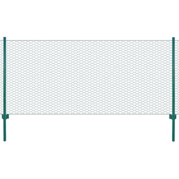 vidaXL Draadgaashek met palen 25x1 m staal groen, Verzenden, Nieuw, IJzer, 1 tot 2 meter
