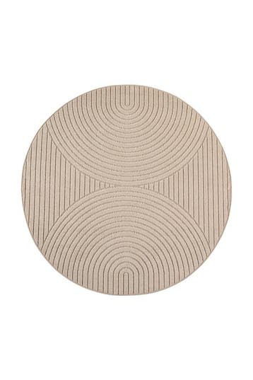 Rond Japandi Vloerkleed | Nova | Bogen | Beige | 120x120 cm, Verzenden, Nieuw