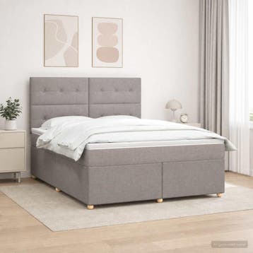 vidaXL Boxspringbed met matras met hoofdeinde Taupe 160 x, Huis en Inrichting, Slaapkamer | Bedden, Verzenden, Nieuw, Tweepersoons
