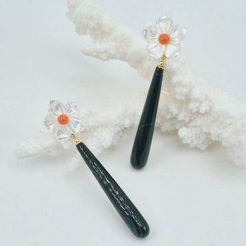 Bloedkoraal - Zilver, Verguld - Oorbellen - ONYX, Antiek en Kunst