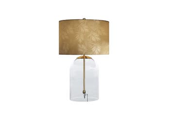 Tafellamp CLASSICO 55 cm lampenkap wit goudkleurig glas, Ophalen of Verzenden, Nieuw