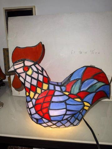 Tiffany - Lamp - Glas, Legering - Haan
