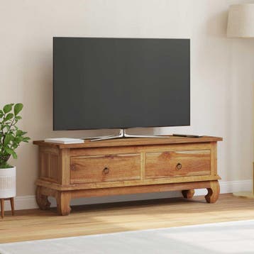 vidaXL TV-standaard 110 x 35 x 40 cm Naturel Massief, Minder dan 50 cm, Verzenden, Teakhout, Nieuw