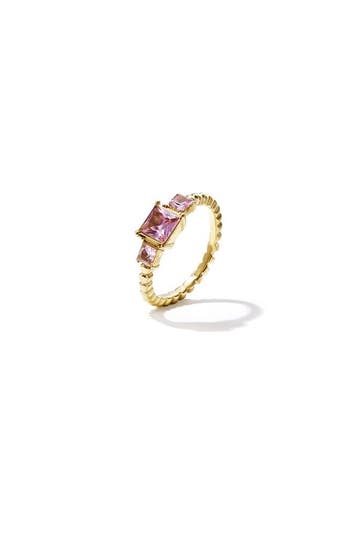 Goudlief Ring met vierkante steentjes (Edelsteenringen), Overige materialen, Verzenden, Nieuw, Met edelsteen