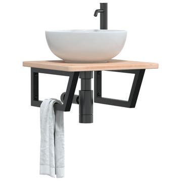 vidaXL Badkamer wandschap staal en massief eikenhout, Verzenden, Nieuw