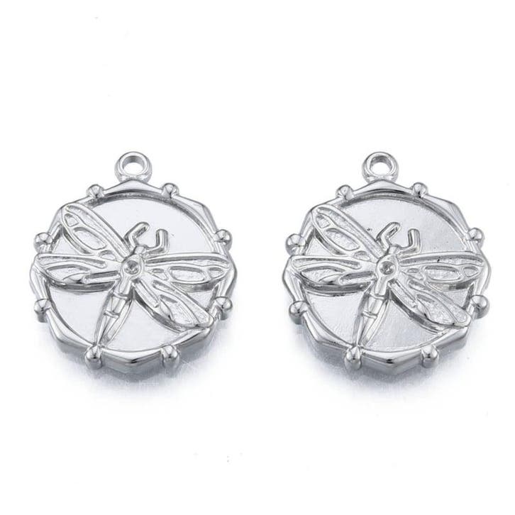 1 x Non-Tarnish RVS 304 bedel Libelle, 21 x 18 x 2,5mm oo..., Hobby en Vrije tijd, Kralen en Sieraden maken, Kraal, Nieuw, Ophalen of Verzenden