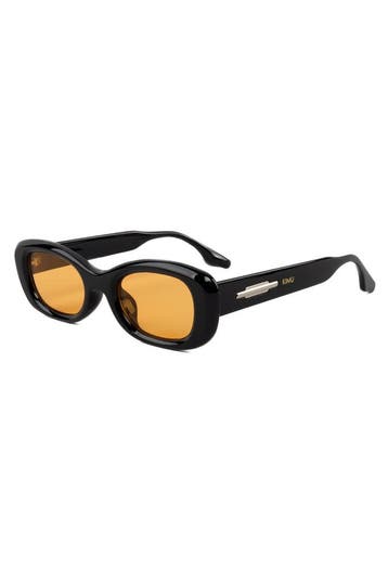 KIMU® Zonnebril Y2K Rond Cat Eye Zwart Montuur Oranje Glazen, Ophalen of Verzenden, Nieuw, Oranje