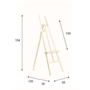 Schildersezel Leonardo - 154 cm - Blank Ongelakt, Ophalen of Verzenden, Nieuw