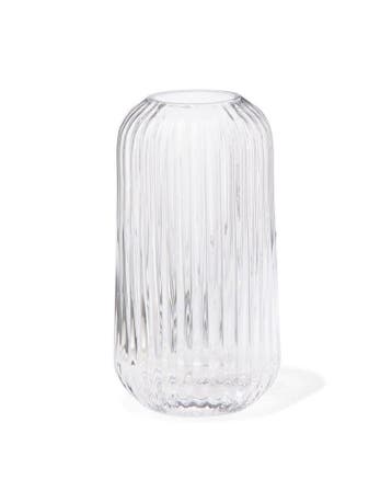 HEMA Vaas voor geurstokjes 5.5x11cm glas ribbel transparant, Verzenden, Nieuw