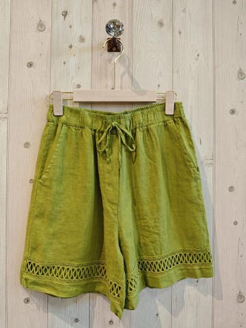 Leuek 100% linnen korte broek - bermuda - met broderie en, Kleding | Dames, Tops, Nieuw
