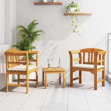 vidaXL Tuinrozelounge set 3 st Massief Acaciahout, Verzenden, Nieuw, 3 zitplaatsen, Loungeset