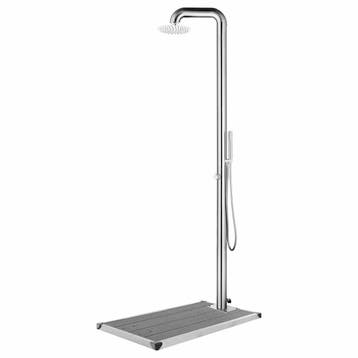 vidaXL Buitendouche met grijze basis 230 cm roestvrij staal, Tuin en Terras, Verzenden, Nieuw