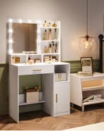 Moderne Kaptafel met Spiegel en LED Verlichting en Lades, Huis en Inrichting, Tafels | Kaptafels, Verzenden, Nieuw