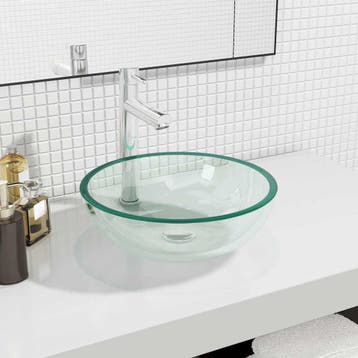 vidaXL Wasbak 35x12 cm gehard glas transparant, Verzenden, Nieuw
