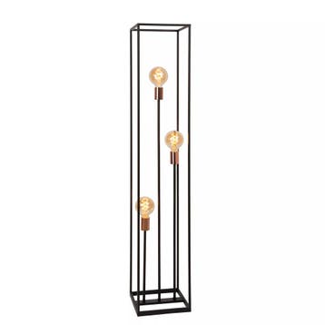 Lucide ARTHUR - Vloerlamp - 3xE27 - Zwart, Verzenden, Zo goed als nieuw, Metaal, Retro & Vintage