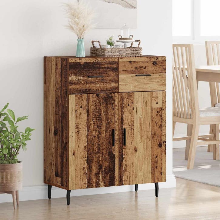 vidaXL Dressoir met lade Oud Hout 69,5 x 34 x 90 cm Bewerkt, Huis en Inrichting, Kasten | Dressoirs, Nieuw, Minder dan 50 cm, Overige houtsoorten