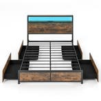 LIVSK LED Tweepersoonsbedframe met Lades - Robuust Metalen F, Verzenden, Nieuw