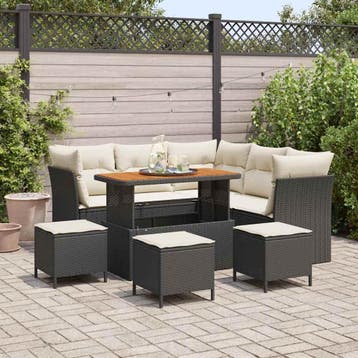 vidaXL Tuin Sofa Set 9 st 5-Aantal zitplaatsen Zwart en, Verzenden, Nieuw, Meer dan 8 zitplaatsen
