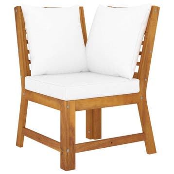 vidaXL Hoekbank sectioneel met crèmekleurig kussen massief, Tuin en Terras, Verzenden, Nieuw, Hardhout