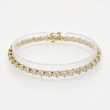 Armband - 14 karaat Geel goud Diamant (Natuurlijk) - Tennis, Sieraden, Tassen en Uiterlijk, Nieuw