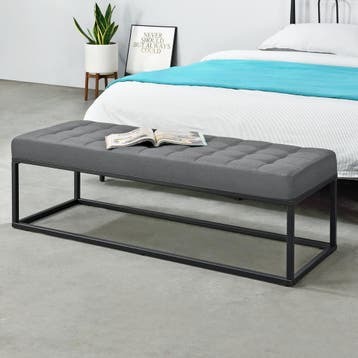 [pro.tec] Halbank bankje stof 120x40x38 cm grijs, Verzenden, Nieuw