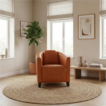 Leren fauteuil Press Special - Massif Amaretto (cognac) -, Nieuw, Ophalen of Verzenden, Eigentijds, Klassiek, Retro, Romantisch, Vintage
