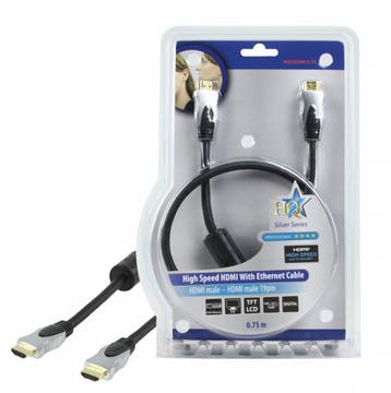 HDMI kabel Hoge kwaliteit High Speed met ethernet 0,75 m, Ophalen of Verzenden, Nieuw, HDMI-kabel