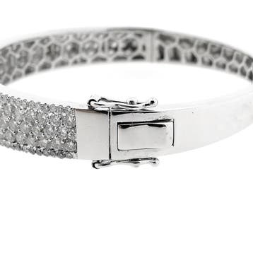 Witgouden armband met diamanten; Maat S/M (Slavenarmband), Gebruikt, Ophalen of Verzenden, Met edelsteen, Goud