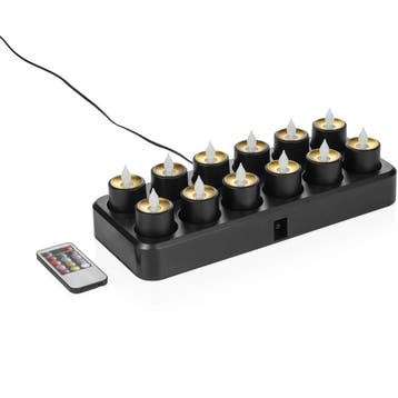 LED Kaarsen | Zwart | RGB | 12 Stuks | Oplaadbaar | Incl., Verzenden, Nieuw in verpakking